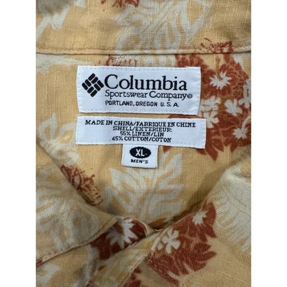 Columbia Hawaiian Fish Print Linen Cotton Shirt Men’s XL Aloha Beach Vibes - Picture 6 of 7
